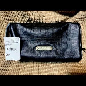 Bolongaro Trevor Black Leather Wash Bag NWT